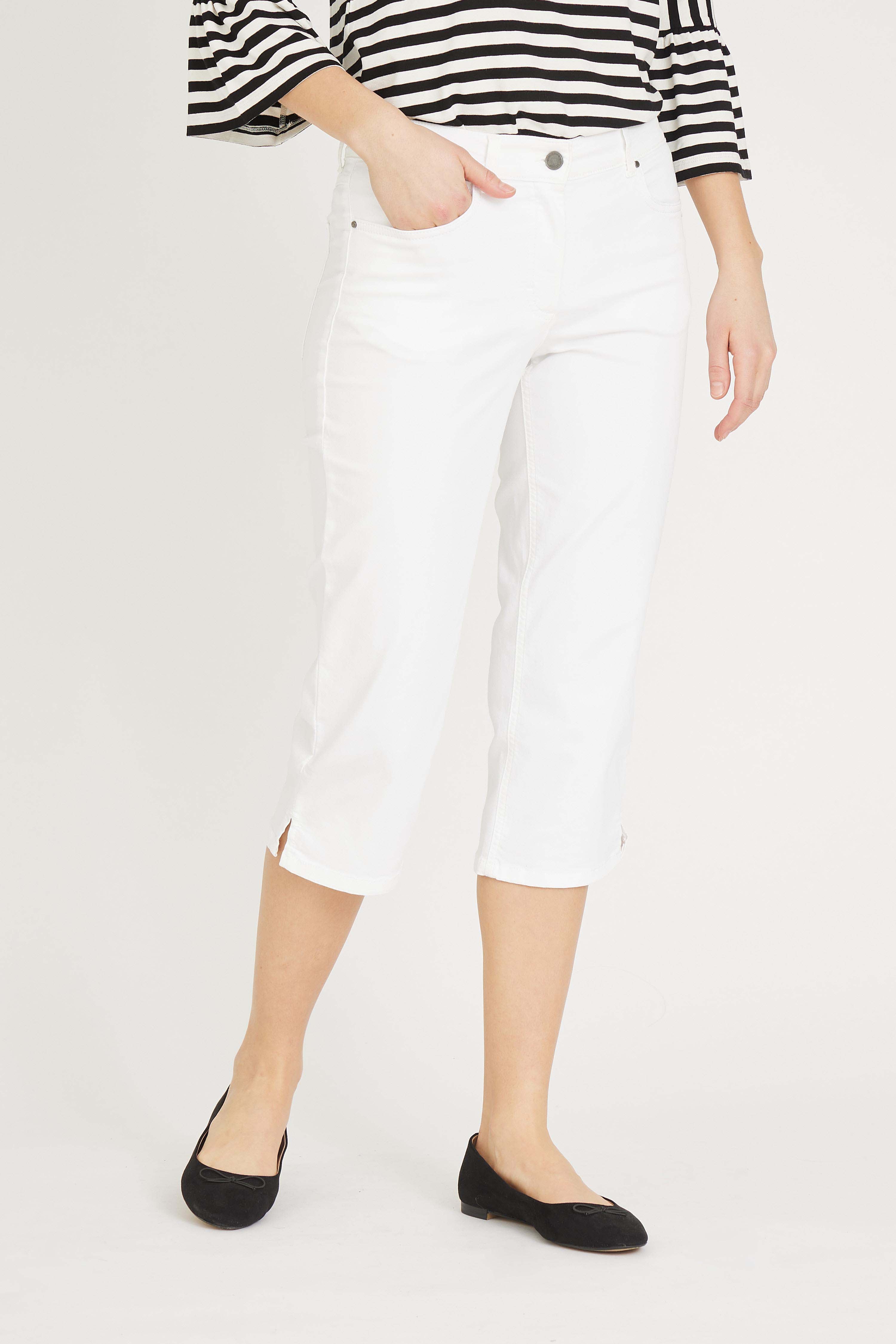 LAURIE  Charlotte Regular Capri Housut Trousers REGULAR 10100 White