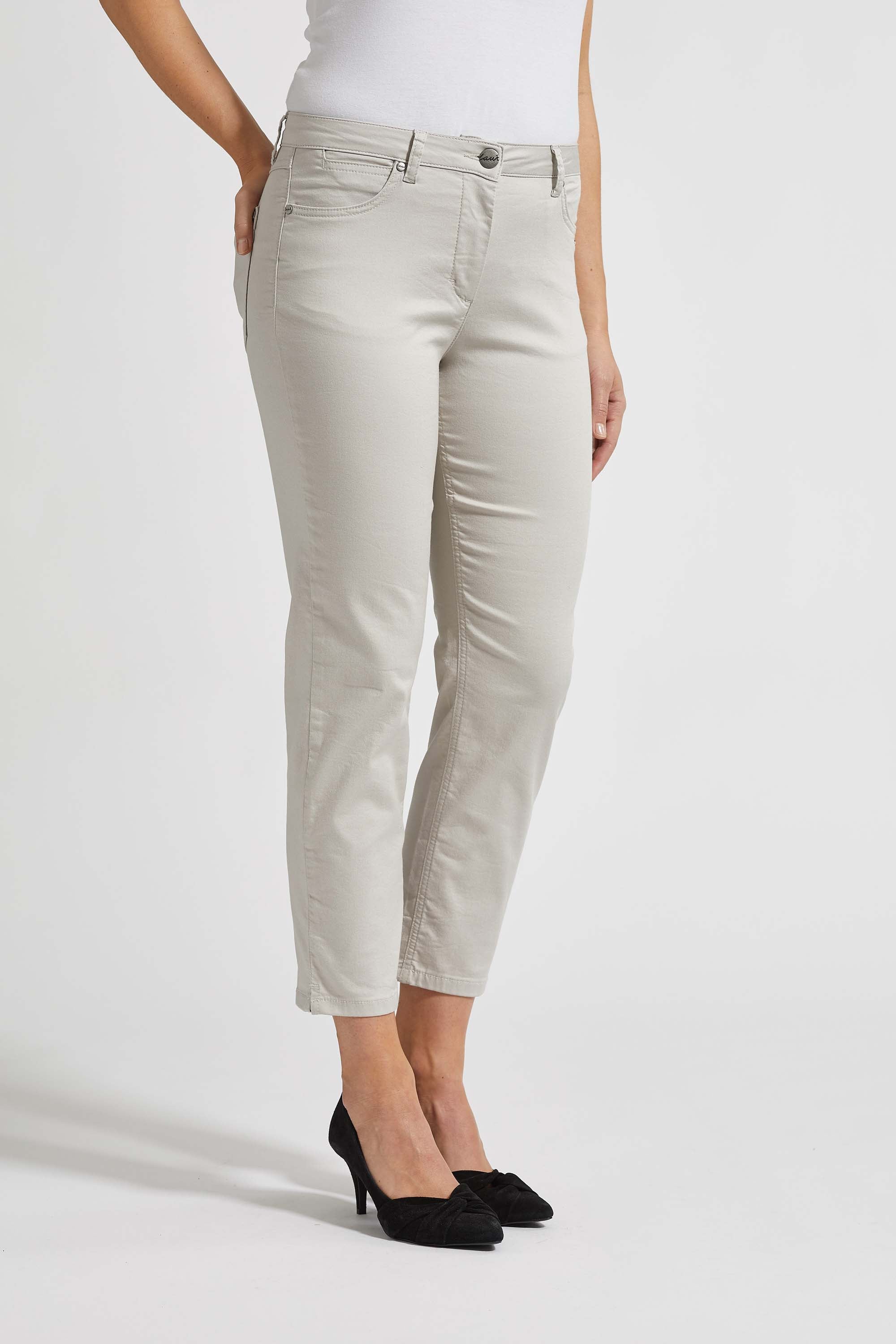 LAURIE  Charlotte Regular Crop Trousers REGULAR 25107 Grey Sand