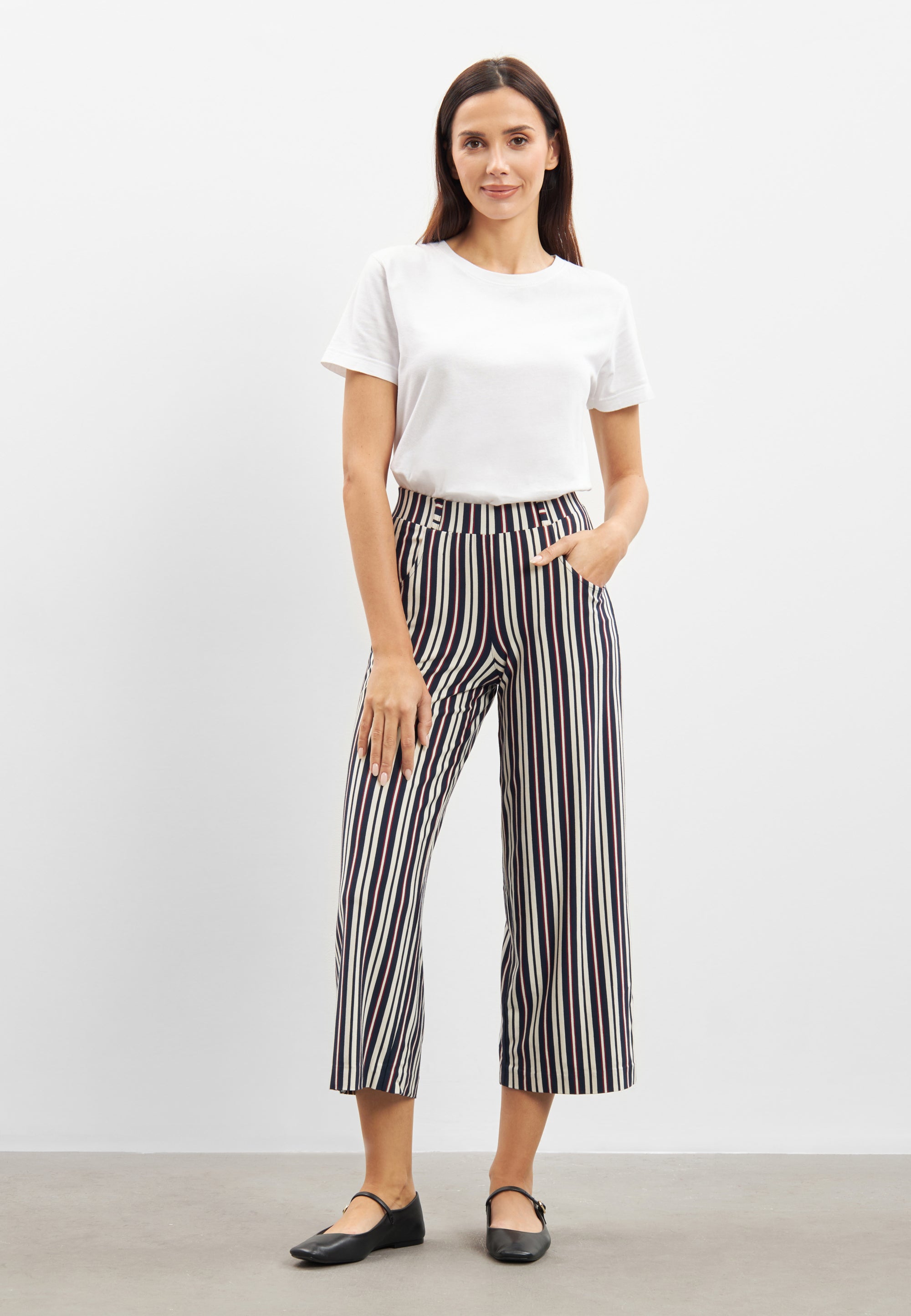 LAURIE Donna Loose Crop Trousers LOOSE 49139 Nautical Stripe